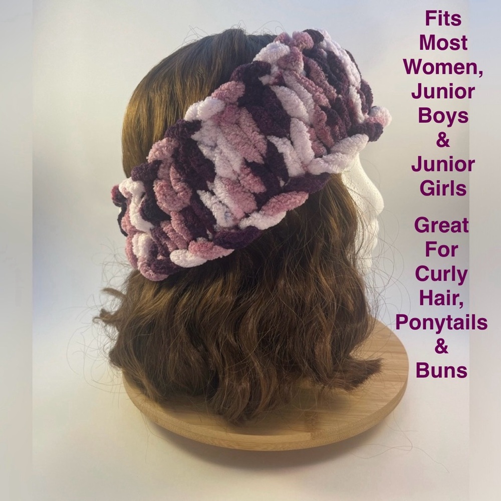 Handmade Women’s/Junior’s Winter Headband/Ear Wrap - Variegated Purple